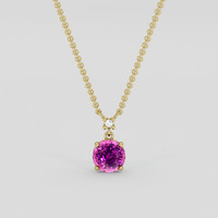2.09 Ct. Pinkish Purple Sapphire Necklace, 14K Yellow Gold 1