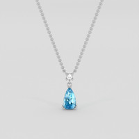 2.13 Ct. Blue Zircon Necklace, 10K White Gold 1