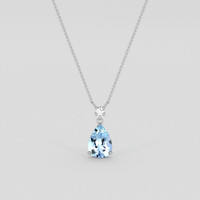 1.50 Ct. Blue Aquamarine Necklace, 14K White Gold 1