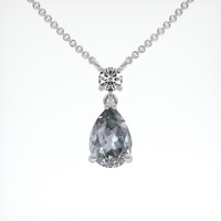 1.03 Ct. Greyish Blue Sapphire Necklace, 18K White Gold 1