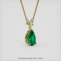 0.73 Ct. Emerald Necklace, 18K Yellow Gold 2