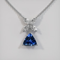 0.89 Ct. Blue Sapphire Pendant, 14K White Gold 1