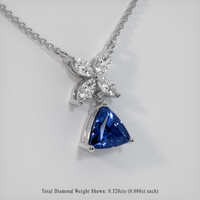 0.89 Ct. Blue Sapphire Pendant, 14K White Gold 2