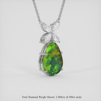 8.16 Ct. Multi Color Opal Pendant, 14K White Gold 2