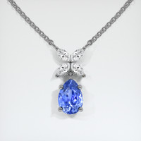 1.81 Ct. Blue Sapphire Pendant, 18K White Gold 1