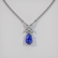 1.58 Ct. Blue Sapphire Pendant, 18K White Gold 1