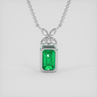 7.66 Ct. Emerald Pendant, 18K White Gold 4