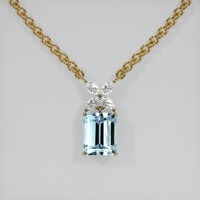 2.92 Ct. Blue Aquamarine Pendant, 10K Yellow Gold 1