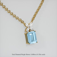 2.92 Ct. Blue Aquamarine Pendant, 10K Yellow Gold 2