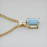 2.92 Ct. Blue Aquamarine Pendant, 10K Yellow Gold 3