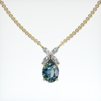 1.84 Ct. Greenish Blue Sapphire Pendant, 14K Yellow Gold 1
