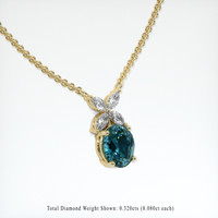1.84 Ct. Greenish Blue Sapphire Pendant, 18K Yellow Gold 2