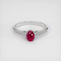 0.99 Ct. Pinkish Red Ruby Ring, 10K White Gold 1