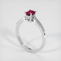 0.99 Ct. Pinkish Red Ruby Ring, 10K White Gold 2