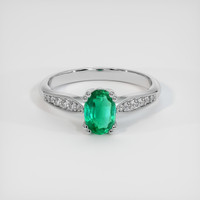 0.75 Ct. Emerald Ring, 18K White Gold 1