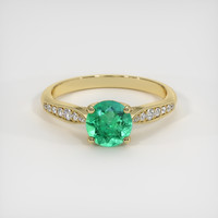 0.73 Ct. Emerald Ring, 18K Yellow Gold 1
