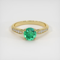 0.73 Ct. Emerald Ring, 18K Yellow Gold 1