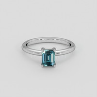 1.15 Ct. Greenish Blue Sapphire Ring, Silver 1