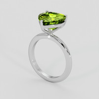 4.47 Ct. Yellowish Green Peridot Ring, 18K White Gold 2