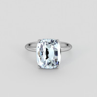 6.66 Ct. Blue Aquamarine Ring, 18K White Gold 1