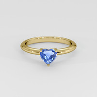 0.78 Ct. Blue Sapphire Ring, 14K Yellow Gold 1