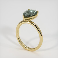 3.11 Ct. Bluish Green Sapphire Ring, 14K Yellow Gold 2