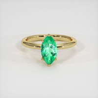 0.91 Ct. Emerald Ring, 18K Yellow Gold 1