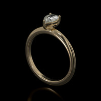 0.69 Ct. White Sapphire Ring, 18K Yellow Gold 2