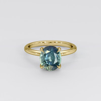 2.70 Ct. Bluish Green Sapphire Ring, 18K Yellow Gold 1