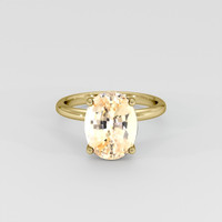 6.16 Ct. Peach Sapphire Ring, 18K Yellow Gold 1