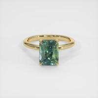 4.18 Ct. Bluish Green Sapphire Ring, 18K Yellow Gold 1
