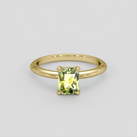 1.24 Ct. Yellowish Green Sapphire Ring, 18K Yellow Gold 1