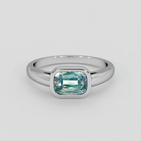 2.10 Ct. Bluish Green Sapphire Ring, Platinum 950 1