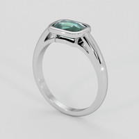 2.10 Ct. Bluish Green Sapphire Ring, Platinum 950 2