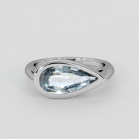 2.83 Ct. Greyish Blue Sapphire Ring, 18K White Gold 1