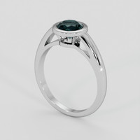 1.07 Ct. Bluish Green Sapphire Ring, 18K White Gold 2