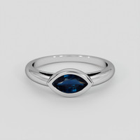 0.88 Ct. Blue Sapphire Ring, 18K White Gold 1