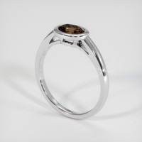 0.91 Ct. Greenish Brown Sapphire Ring, 18K White Gold 2