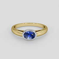 1.14 Ct. Blue Sapphire Ring, 14K White & Yellow 1
