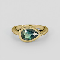 2.57 Ct. Bluish Green Sapphire Ring, 10K Yellow Gold 1