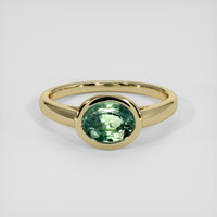 1.23 Ct. Bluish Green Sapphire Ring, 14K Yellow Gold 1