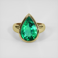 6.90 Ct. Emerald Ring, 18K Yellow Gold 1
