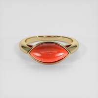 1.84 Ct. Orangish Red Coral Ring, 18K Yellow Gold 1