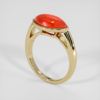 1.84 Ct. Orangish Red Coral Ring, 18K Yellow Gold 2