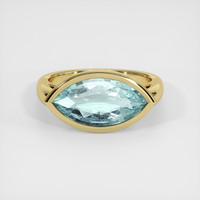 4.20 Ct. Bluish Green Aquamarine Ring, 18K Yellow Gold 1
