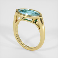 4.20 Ct. Bluish Green Aquamarine Ring, 18K Yellow Gold 2