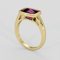 2.70 Ct. Purplish Pink Rhodolite Garnet Ring, 18K Yellow Gold 2