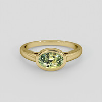 1.34 Ct. Yellowish Green Sapphire Ring, 18K Yellow Gold 1