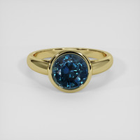 2.41 Ct. Greenish Blue Sapphire Ring, 18K Yellow Gold 1