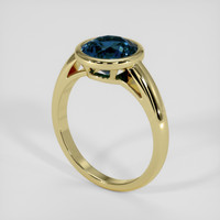 2.41 Ct. Greenish Blue Sapphire Ring, 18K Yellow Gold 2